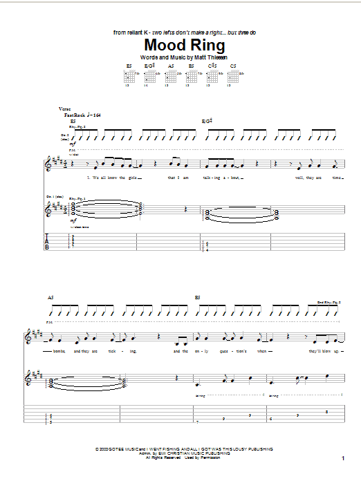 Relient K Mood Ring Sheet Music Notes & Chords for Guitar Tab - Download or Print PDF Relient K Mood Ring Sheet Music Notes & Chords for Guitar Tab - Download or Print PDF