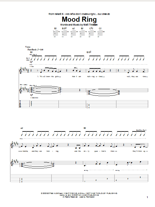Relient K Mood Ring Sheet Music Notes & Chords for Guitar Tab - Download or Print PDF