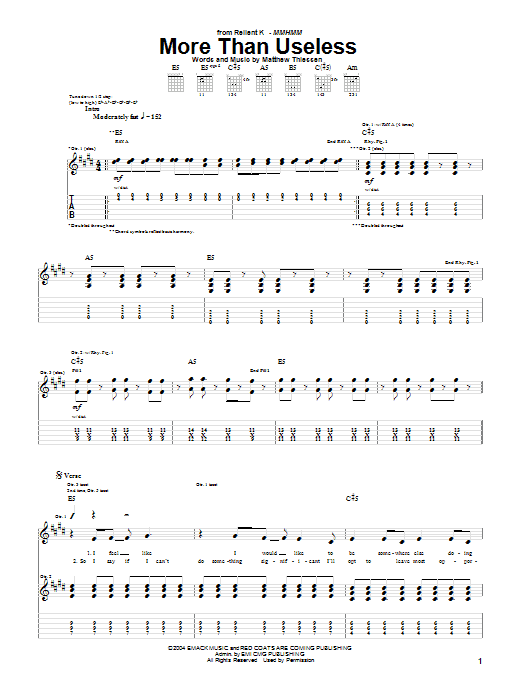 Relient K More Than Useless Sheet Music Notes & Chords for Guitar Tab - Download or Print PDF Relient K More Than Useless Sheet Music Notes & Chords for Guitar Tab - Download or Print PDF