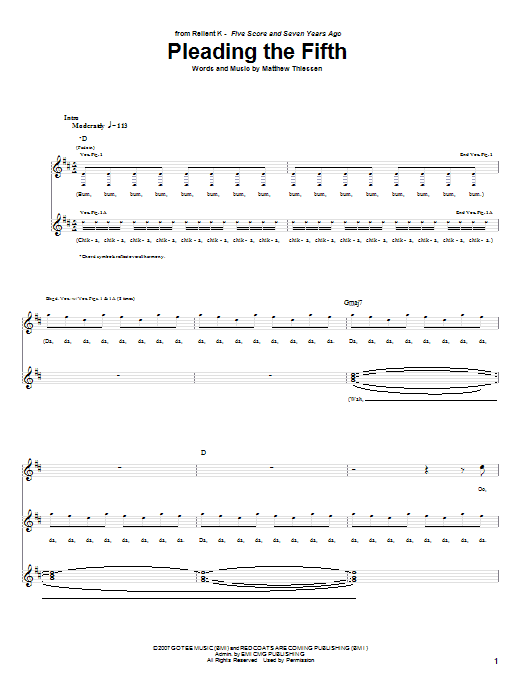 Relient K Pleading The Fifth Sheet Music Notes & Chords for Guitar Tab - Download or Print PDF Relient K Pleading The Fifth Sheet Music Notes & Chords for Guitar Tab - Download or Print PDF