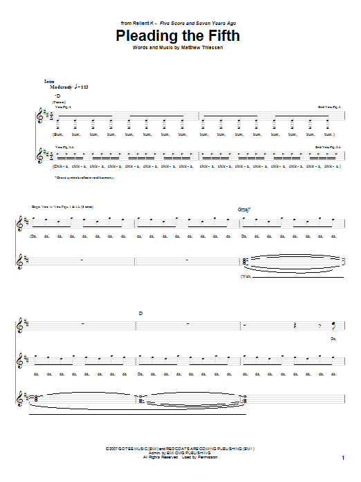 Relient K Pleading The Fifth Sheet Music Notes & Chords for Guitar Tab - Download or Print PDF