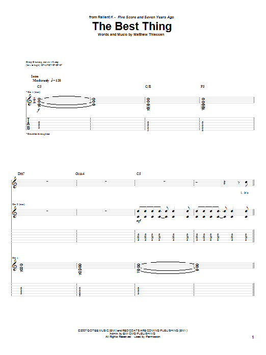 Relient K The Best Thing Sheet Music Notes & Chords for Guitar Tab - Download or Print PDF