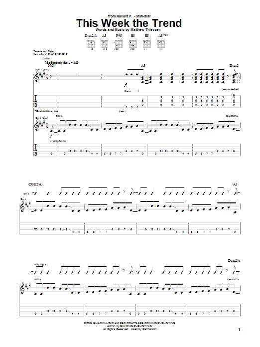 Relient K This Week The Trend Sheet Music Notes & Chords for Guitar Tab - Download or Print PDF