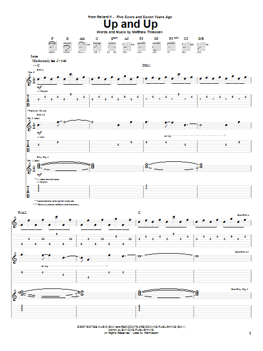 Relient K Up And Up Sheet Music Notes & Chords for Guitar Tab - Download or Print PDF Relient K Up And Up Sheet Music Notes & Chords for Guitar Tab - Download or Print PDF