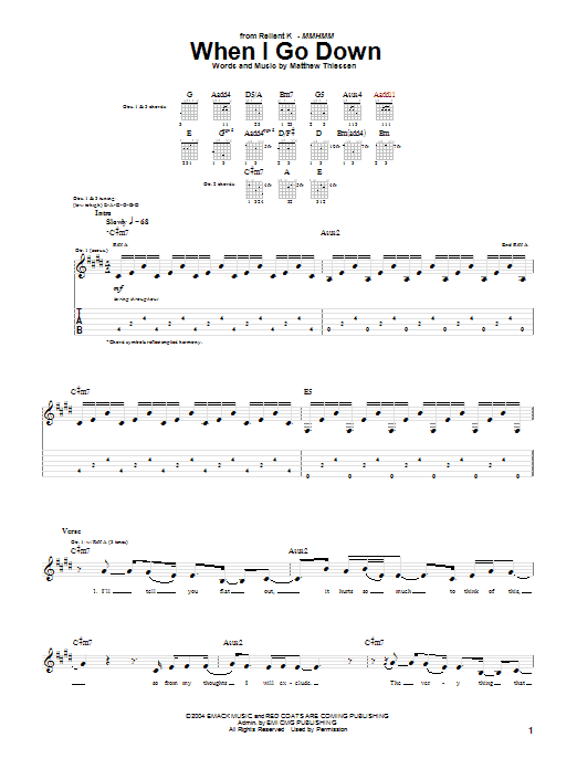 Relient K When I Go Down Sheet Music Notes & Chords for Guitar Tab - Download or Print PDF Relient K When I Go Down Sheet Music Notes & Chords for Guitar Tab - Download or Print PDF