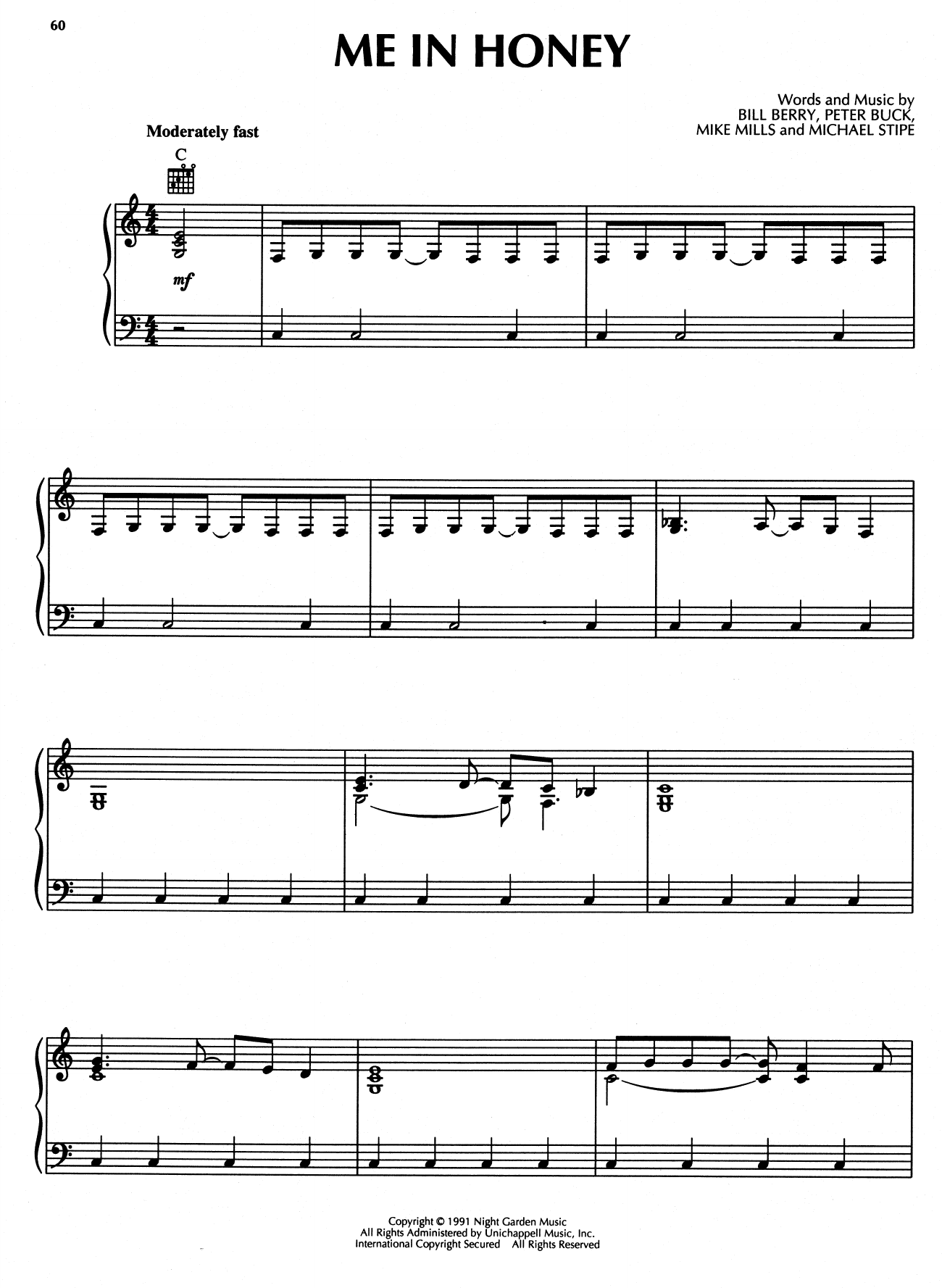 R.E.M. Me In Honey Sheet Music Notes & Chords for Piano, Vocal & Guitar (Right-Hand Melody) - Download or Print PDF