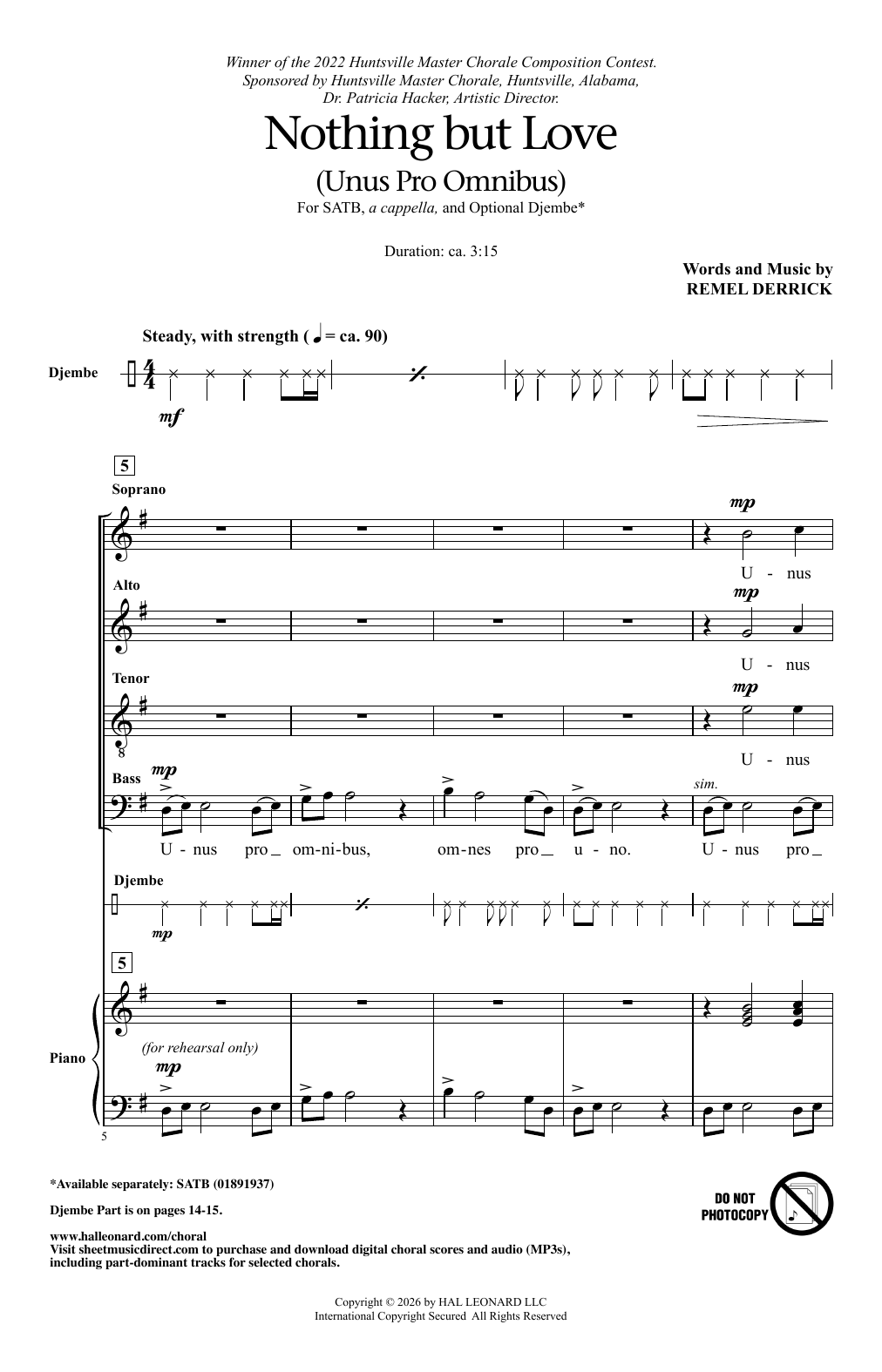 Remel Derrick Nothing But Love (Unus Pro Omnibus) Sheet Music Notes & Chords for SATB Choir - Download or Print PDF