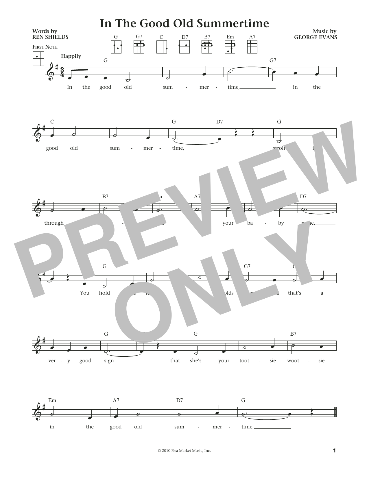 Ren Shields In The Good Old Summertime (from The Daily Ukulele) (arr. Liz and Jim Beloff) Sheet Music Notes & Chords for Ukulele - Download or Print PDF