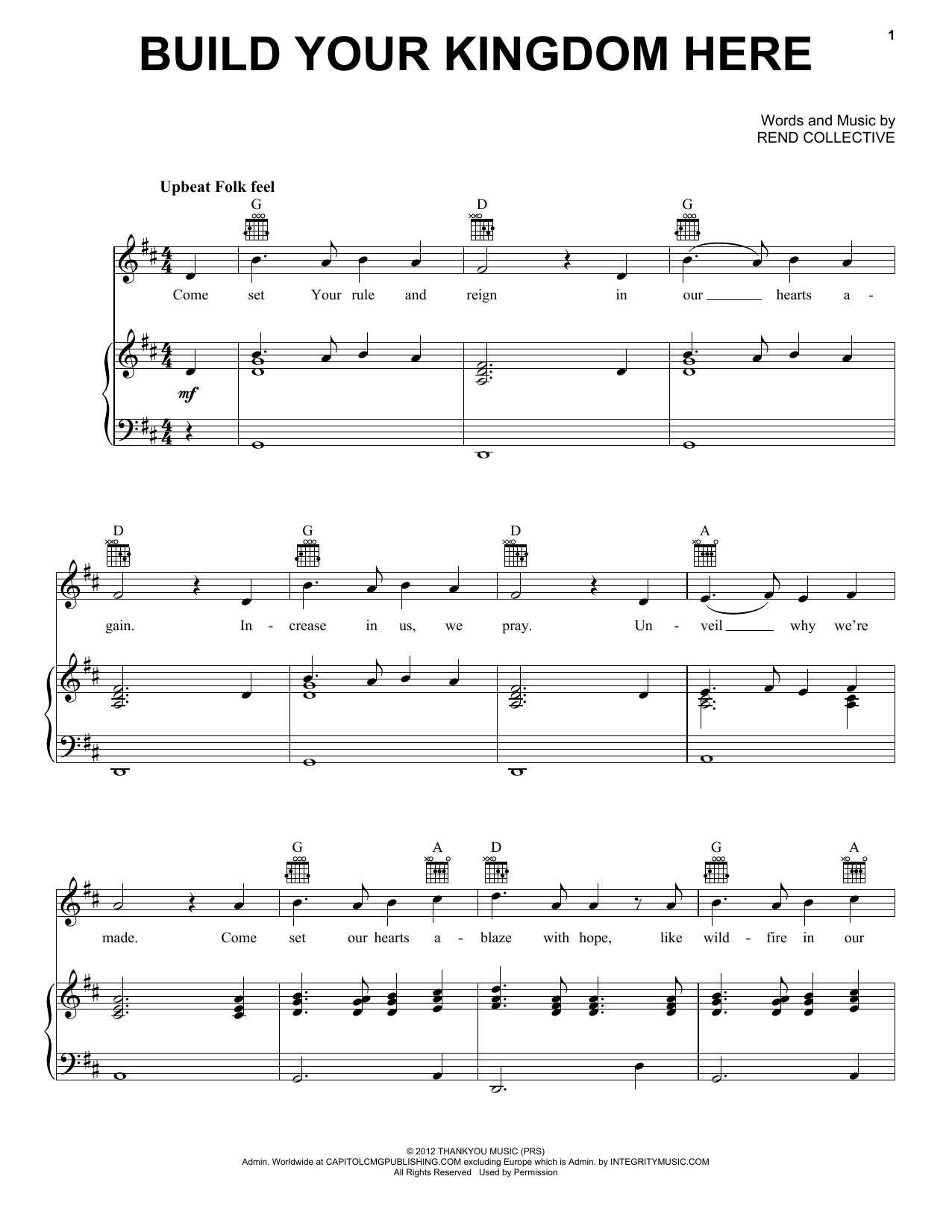 Rend Collective Build Your Kingdom Here Sheet Music Notes & Chords for Clarinet Solo - Download or Print PDF
