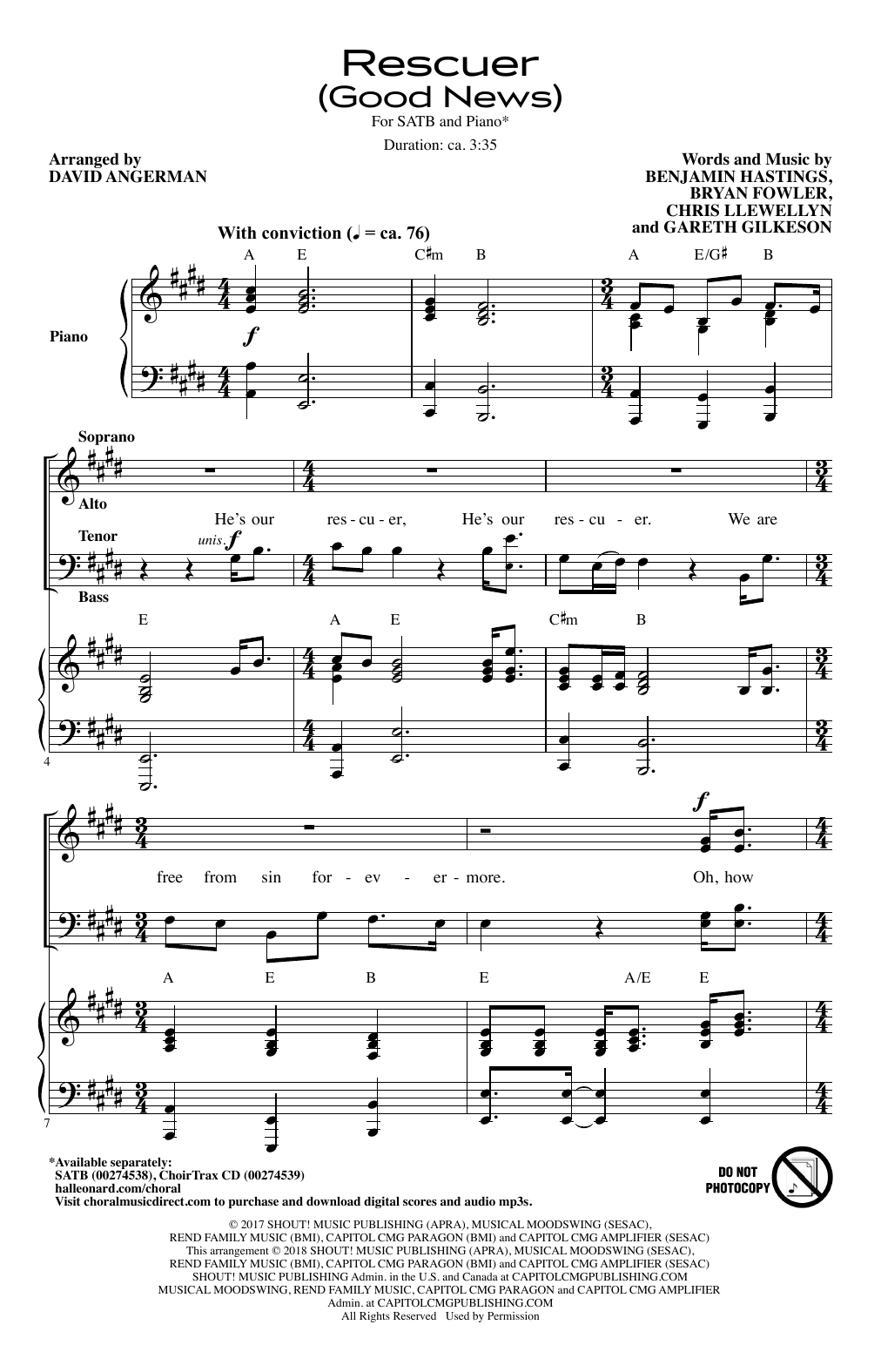 Rend Collective Rescuer (Good News) (arr. David Angerman) Sheet Music Notes & Chords for SATB Choir - Download or Print PDF