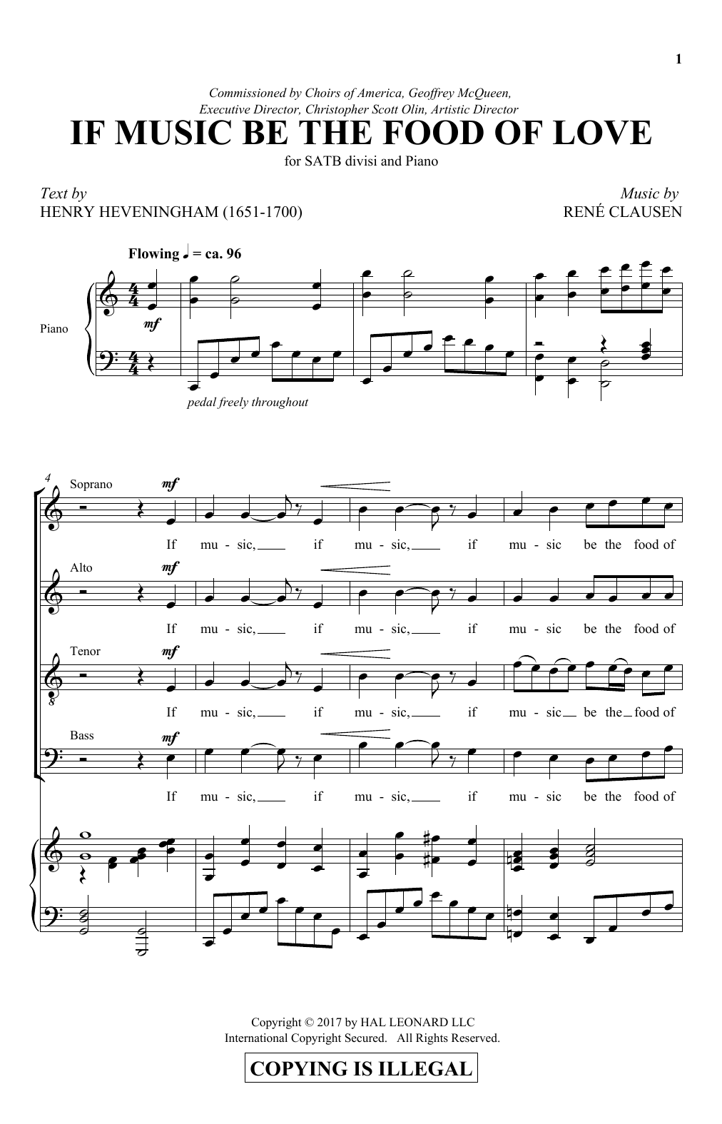 Rene Clausen If Music Be The Food Of Love Sheet Music Notes & Chords for SATB - Download or Print PDF