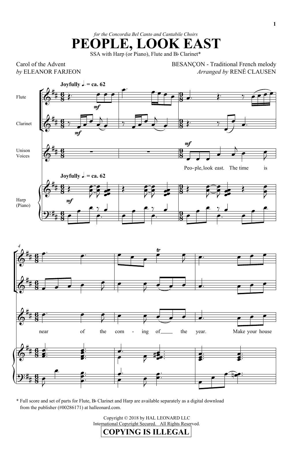 Rene Clausen People, Look East Sheet Music Notes & Chords for SSA Choir - Download or Print PDF