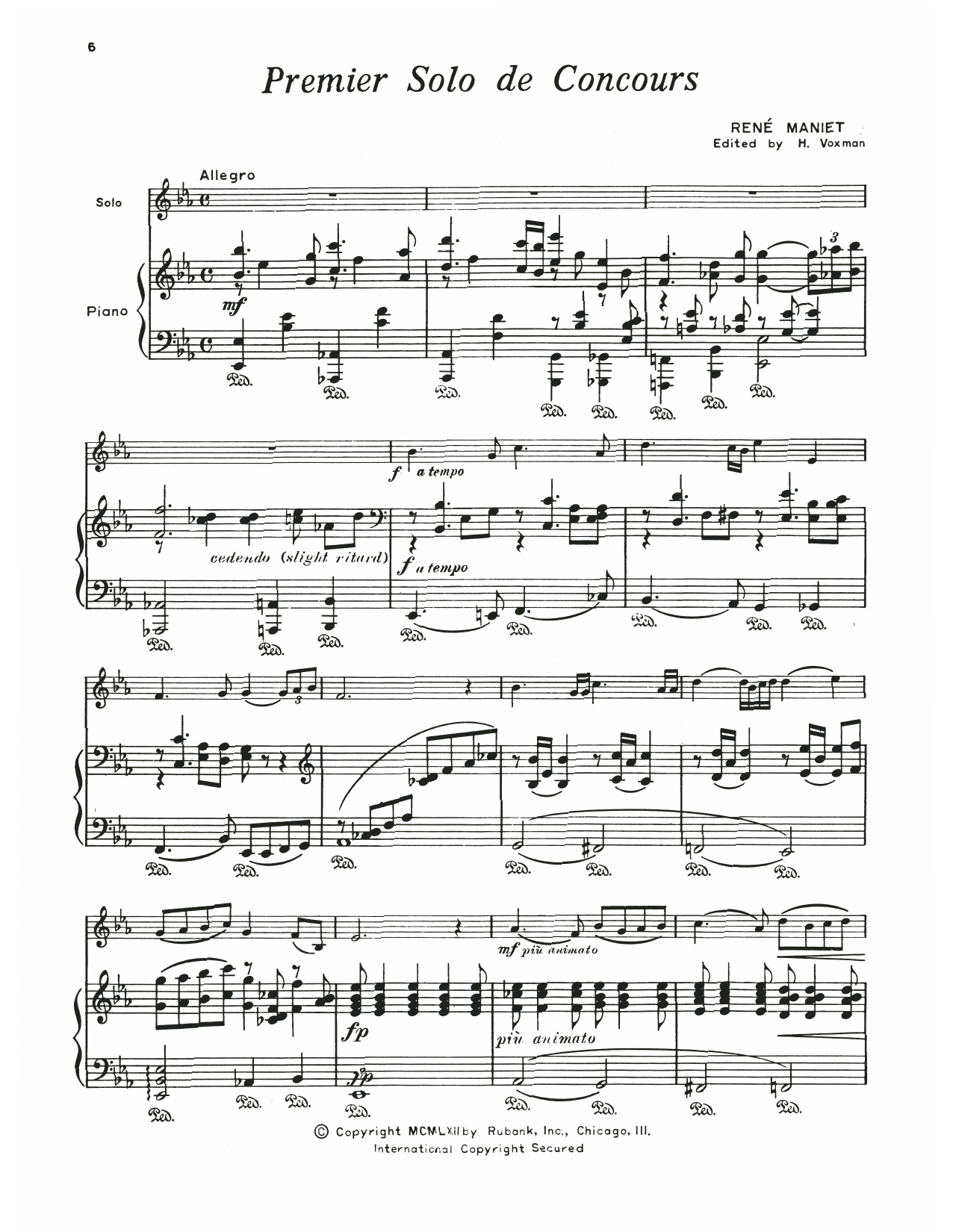 René Maniet Premier Solo De Concours Sheet Music Notes & Chords for Trumpet and Piano - Download or Print PDF