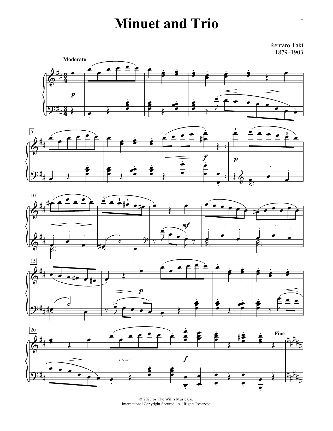 Rentaro Taki Minuet And Trio Sheet Music Notes & Chords for Educational Piano - Download or Print PDF