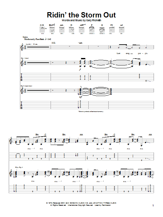REO Speedwagon Ridin' The Storm Out Sheet Music Notes & Chords for Piano, Vocal & Guitar (Right-Hand Melody) - Download or Print PDF