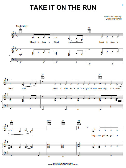 REO Speedwagon Take It On The Run Sheet Music Notes & Chords for Guitar Tab - Download or Print PDF