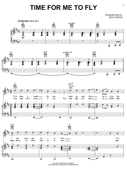 REO Speedwagon Time For Me To Fly Sheet Music Notes & Chords for Guitar Tab Play-Along - Download or Print PDF