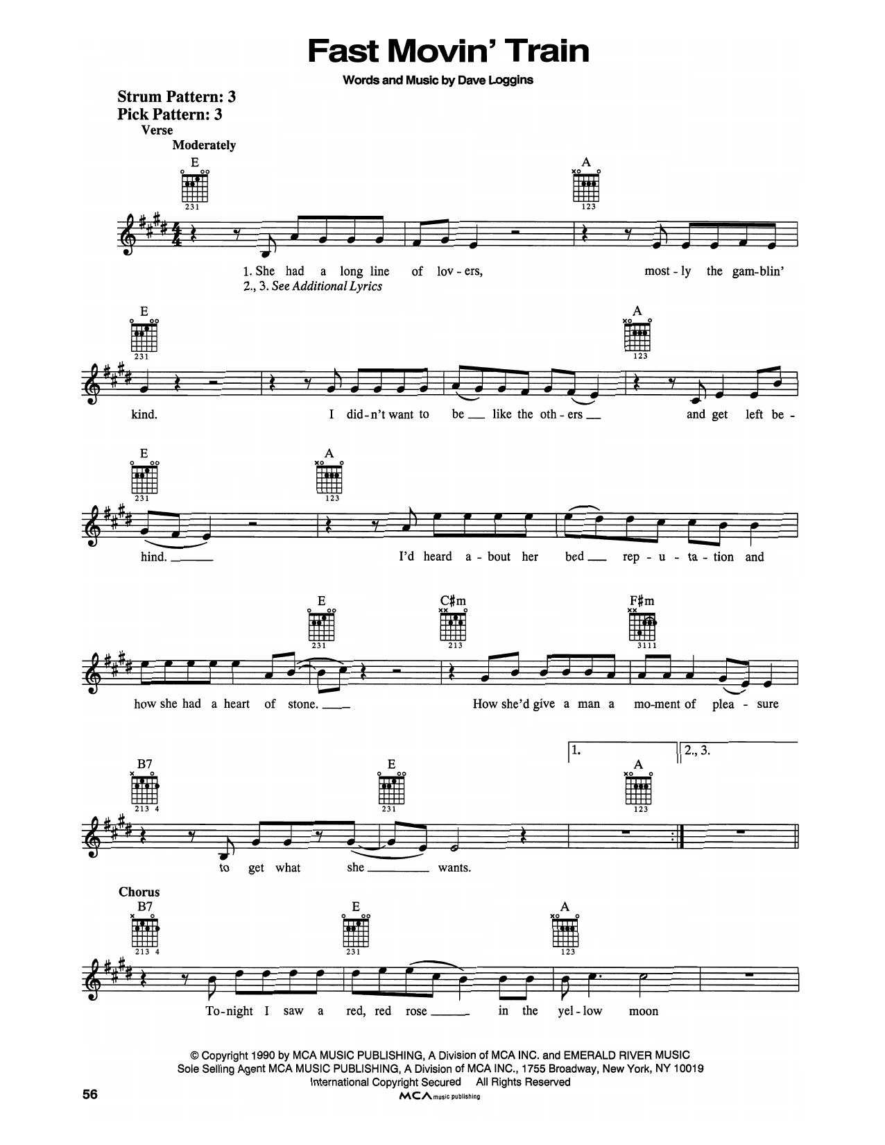 Restless Heart Fast Movin' Train Sheet Music Notes & Chords for Easy Guitar - Download or Print PDF