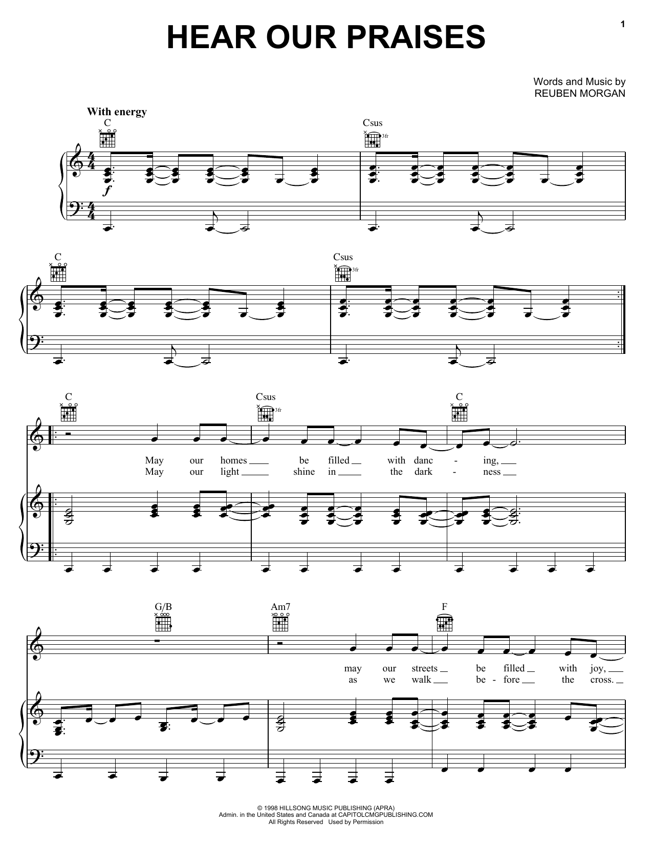 Reuben Morgan Hear Our Praises Sheet Music Notes & Chords for Easy Guitar - Download or Print PDF