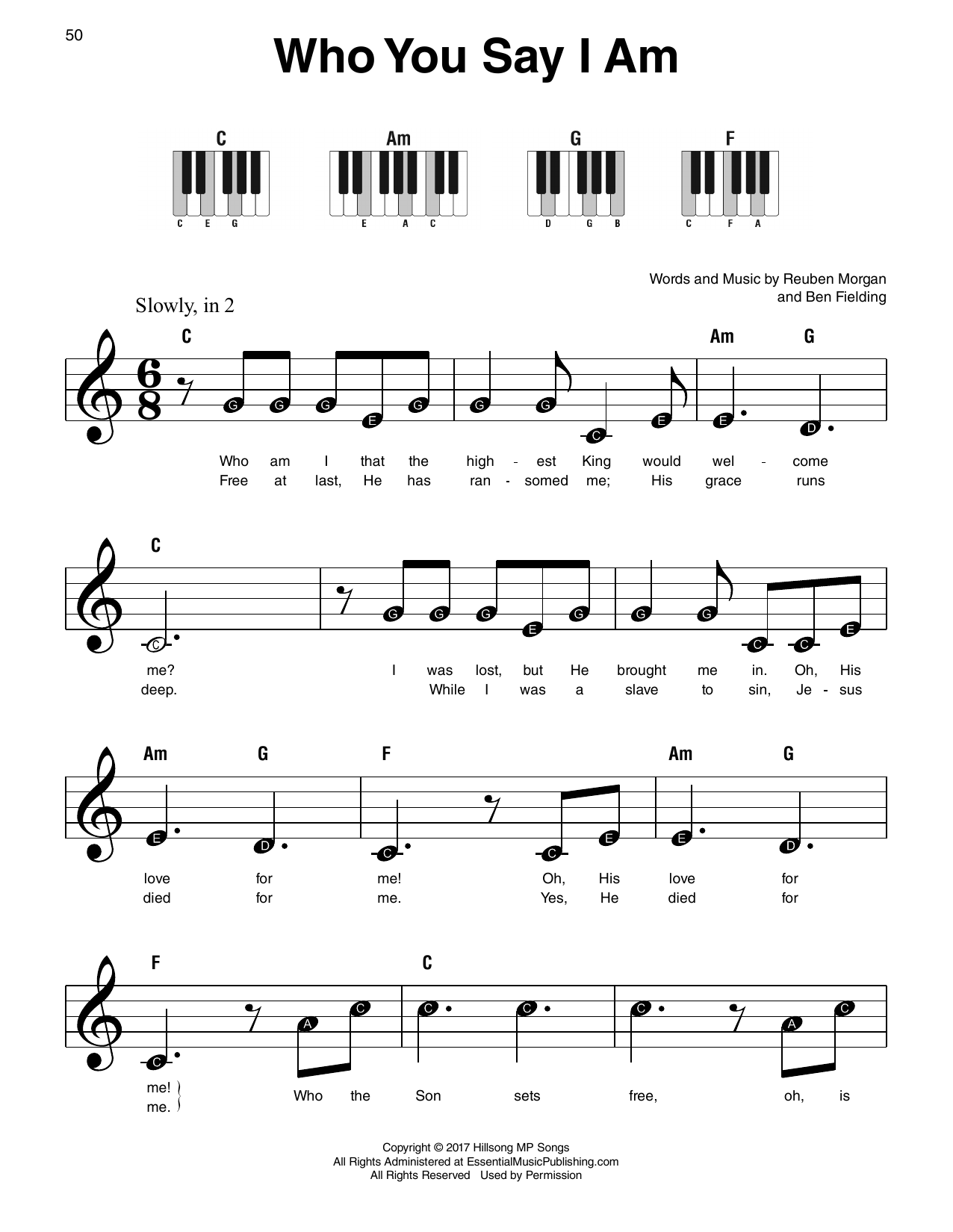 Reuben Morgan Who You Say I Am Sheet Music Notes & Chords for Super Easy Piano - Download or Print PDF