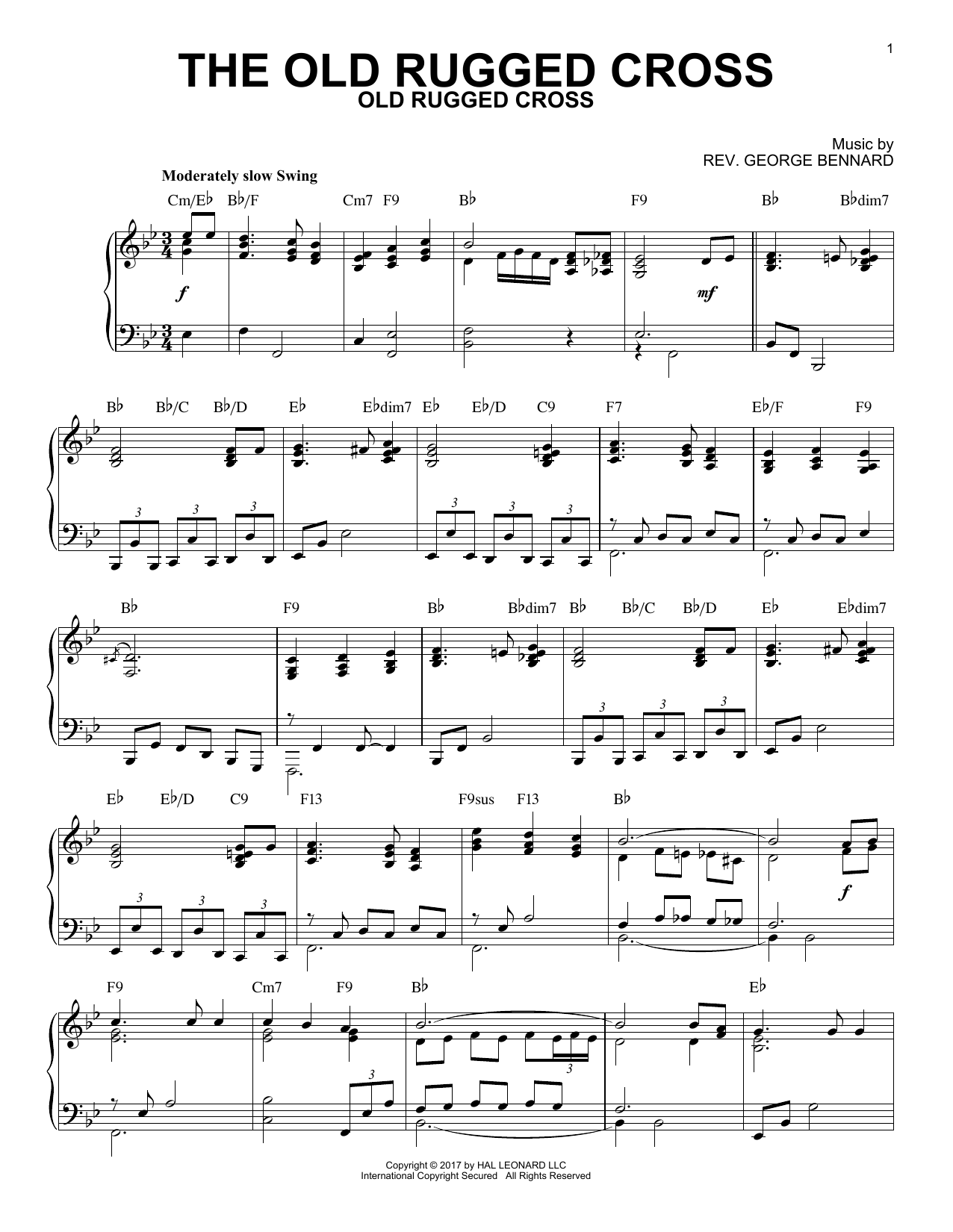 Rev. George Bennard The Old Rugged Cross [Jazz version] Sheet Music Notes & Chords for Piano - Download or Print PDF
