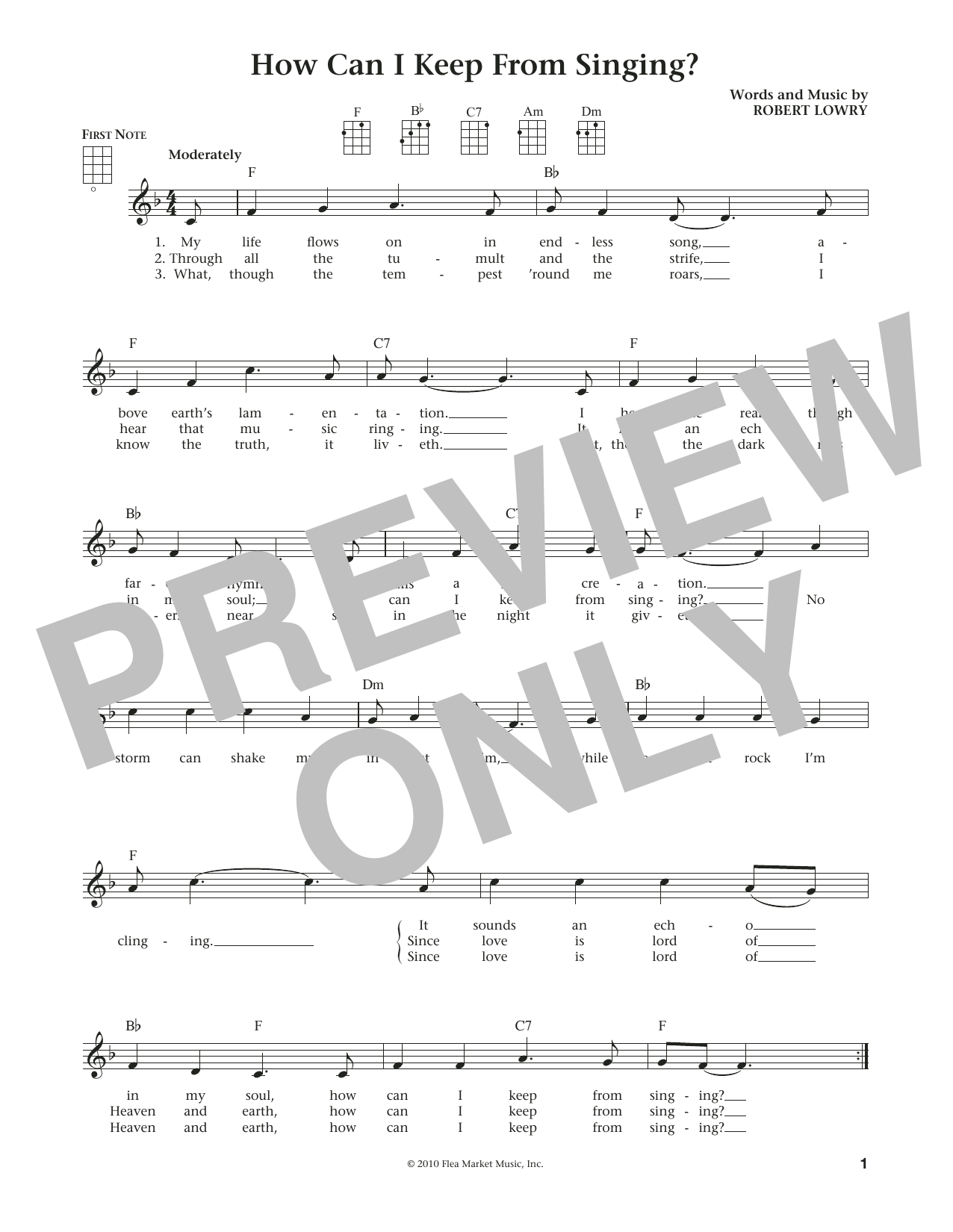Rev. Robert Lowry How Can I Keep From Singing (from The Daily Ukulele) (arr. Liz and Jim Beloff) Sheet Music Notes & Chords for Ukulele - Download or Print PDF