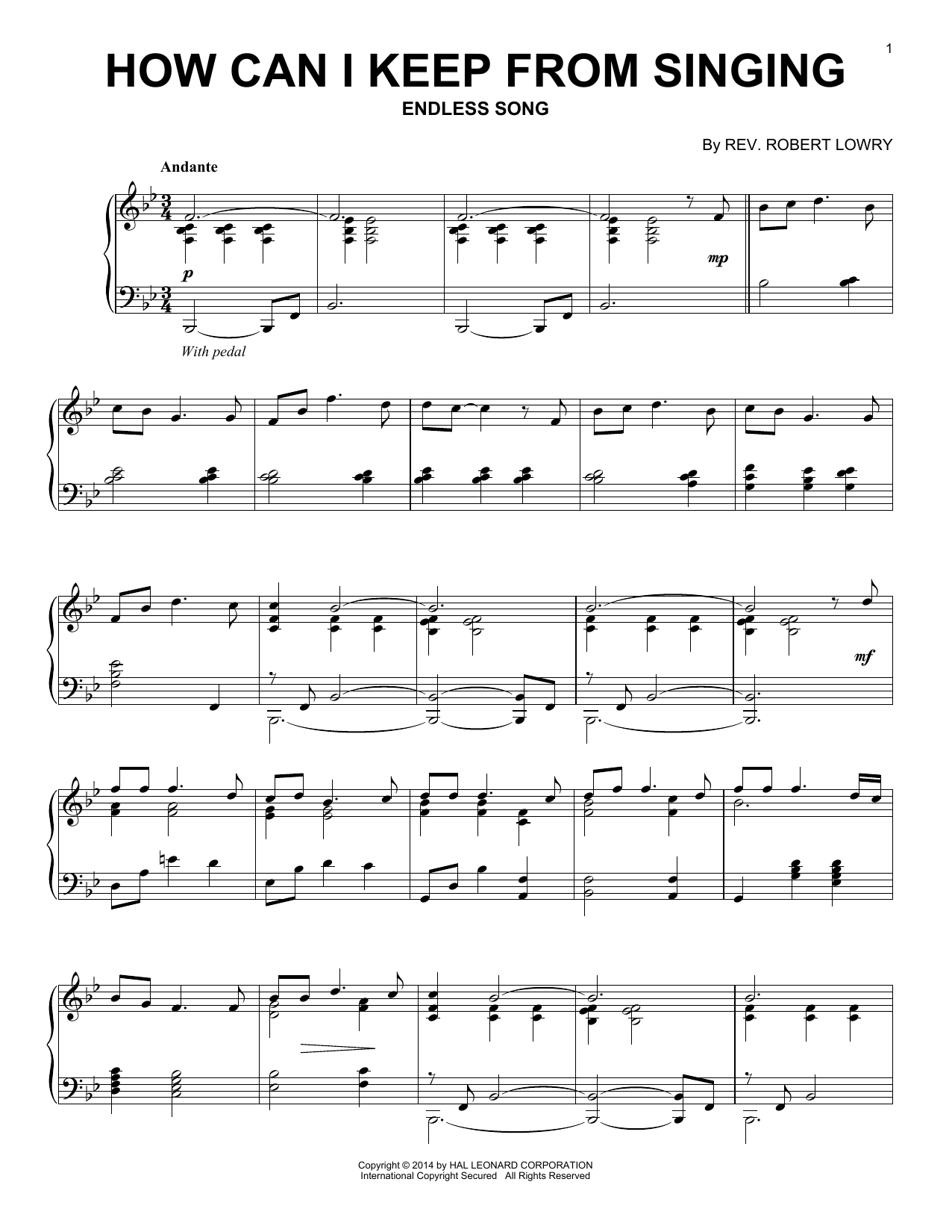 Rev. Robert Lowry How Can I Keep From Singing Sheet Music Notes & Chords for Piano & Vocal - Download or Print PDF
