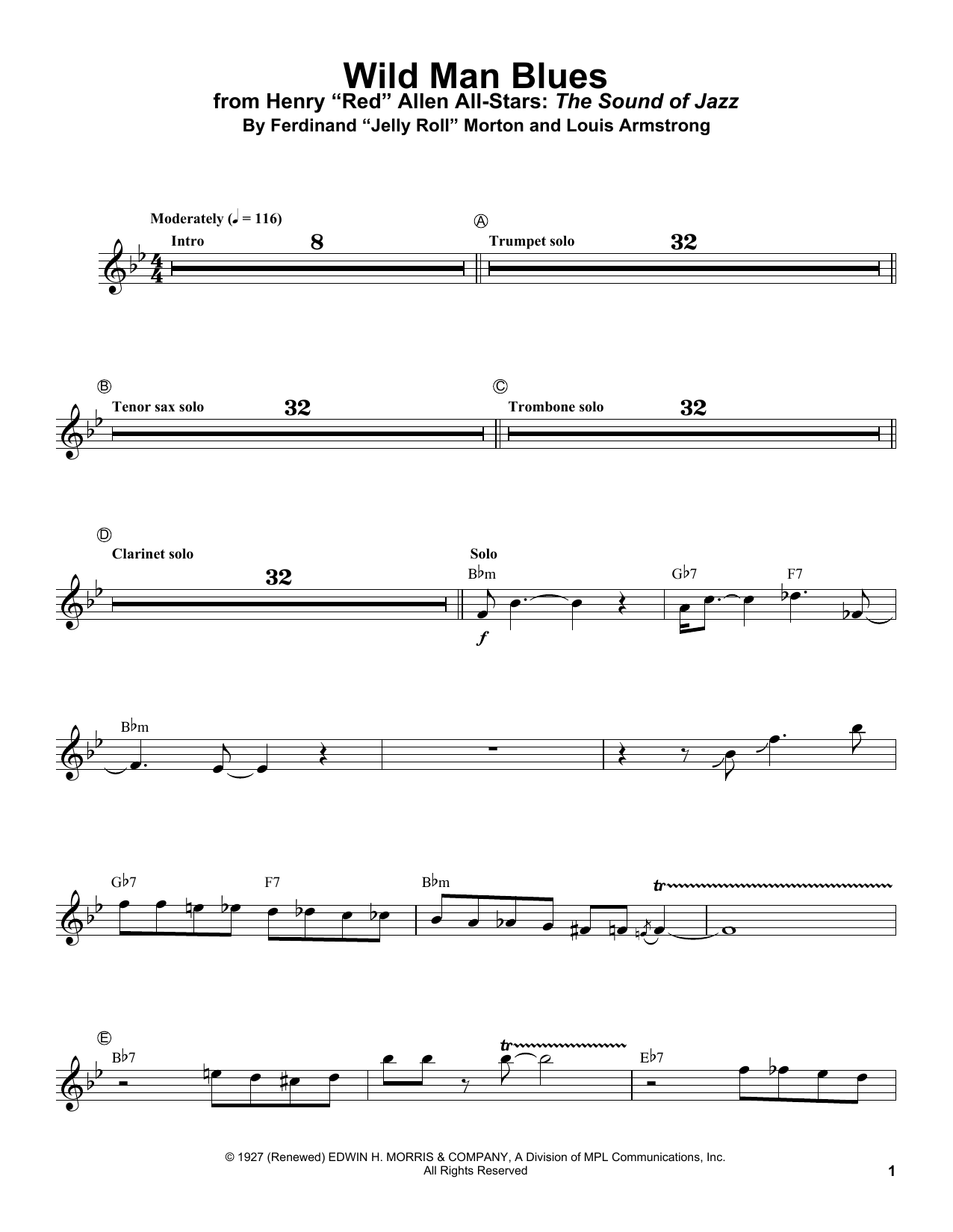Rex Stewart Wild Man Blues Sheet Music Notes & Chords for Trumpet Transcription - Download or Print PDF