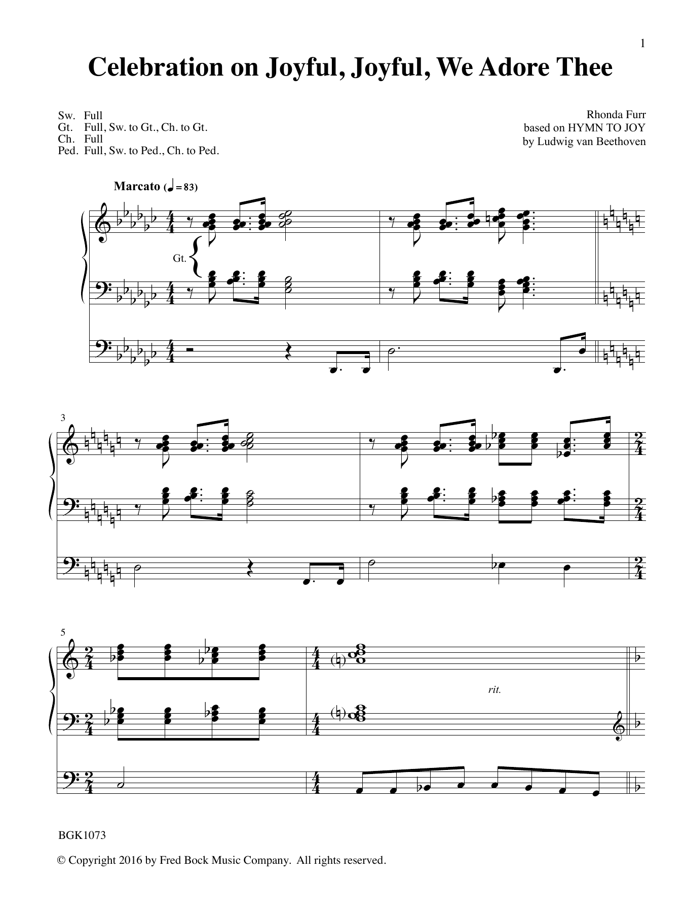 Rhonda Furr Celebration on Joyful, Joful We Adore Thee Sheet Music Notes & Chords for Organ - Download or Print PDF