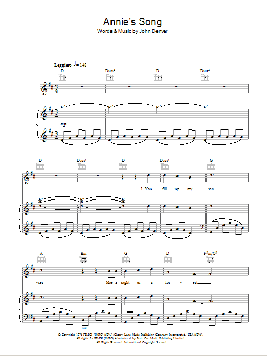 Rhydian Annie's Song Sheet Music Notes & Chords for Piano, Vocal & Guitar (Right-Hand Melody) - Download or Print PDF