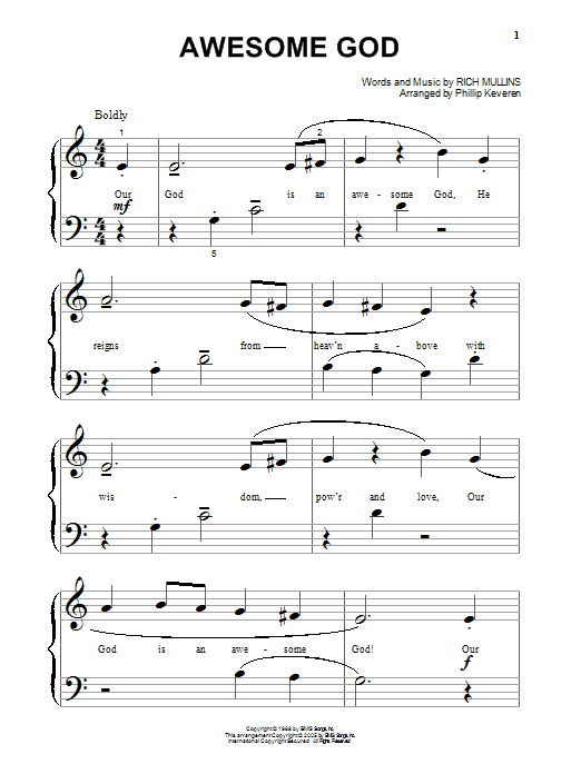 Rich Mullins Awesome God Sheet Music Notes & Chords for Piano Duet - Download or Print PDF