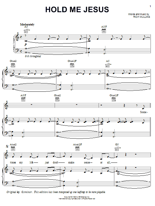 Rich Mullins Hold Me Jesus Sheet Music Notes & Chords for Piano, Vocal & Guitar (Right-Hand Melody) - Download or Print PDF