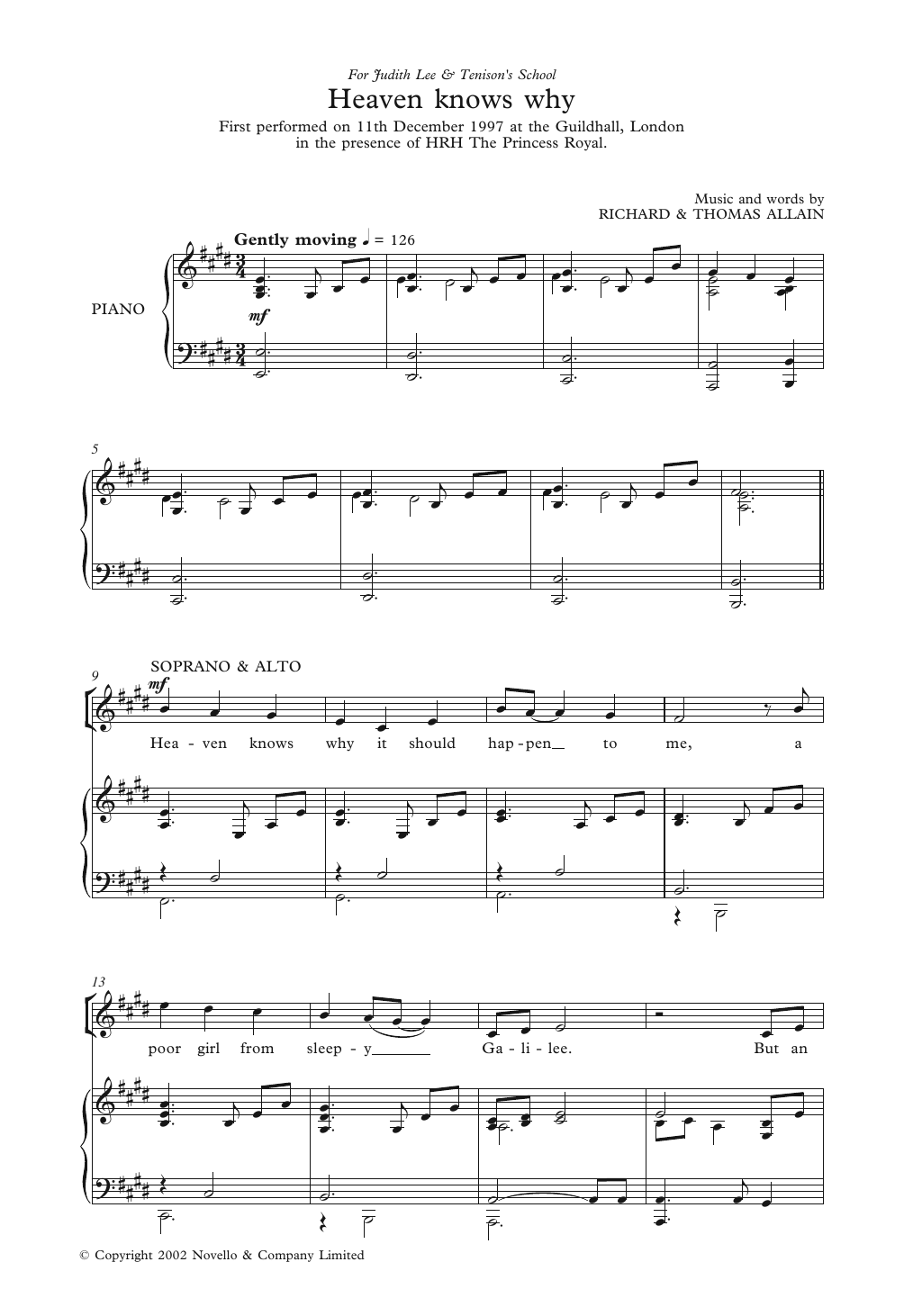 Richard & Thomas Allain Heaven Knows Why Sheet Music Notes & Chords for Piano, Vocal & Guitar - Download or Print PDF