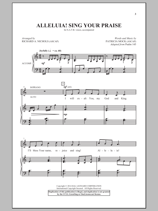 Richard A. Nichols Alleluia! Sing Your Praise Sheet Music Notes & Chords for SATB - Download or Print PDF
