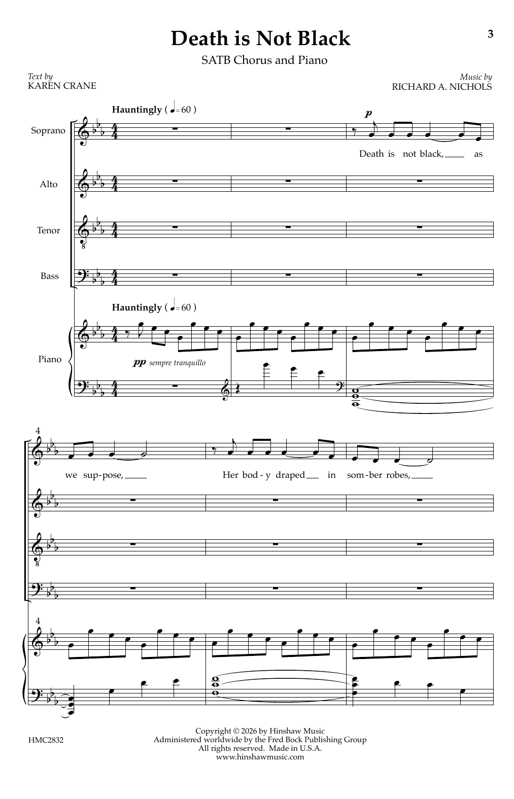 Richard A. Nichols Death Is Not Black Sheet Music Notes & Chords for SATB Choir - Download or Print PDF