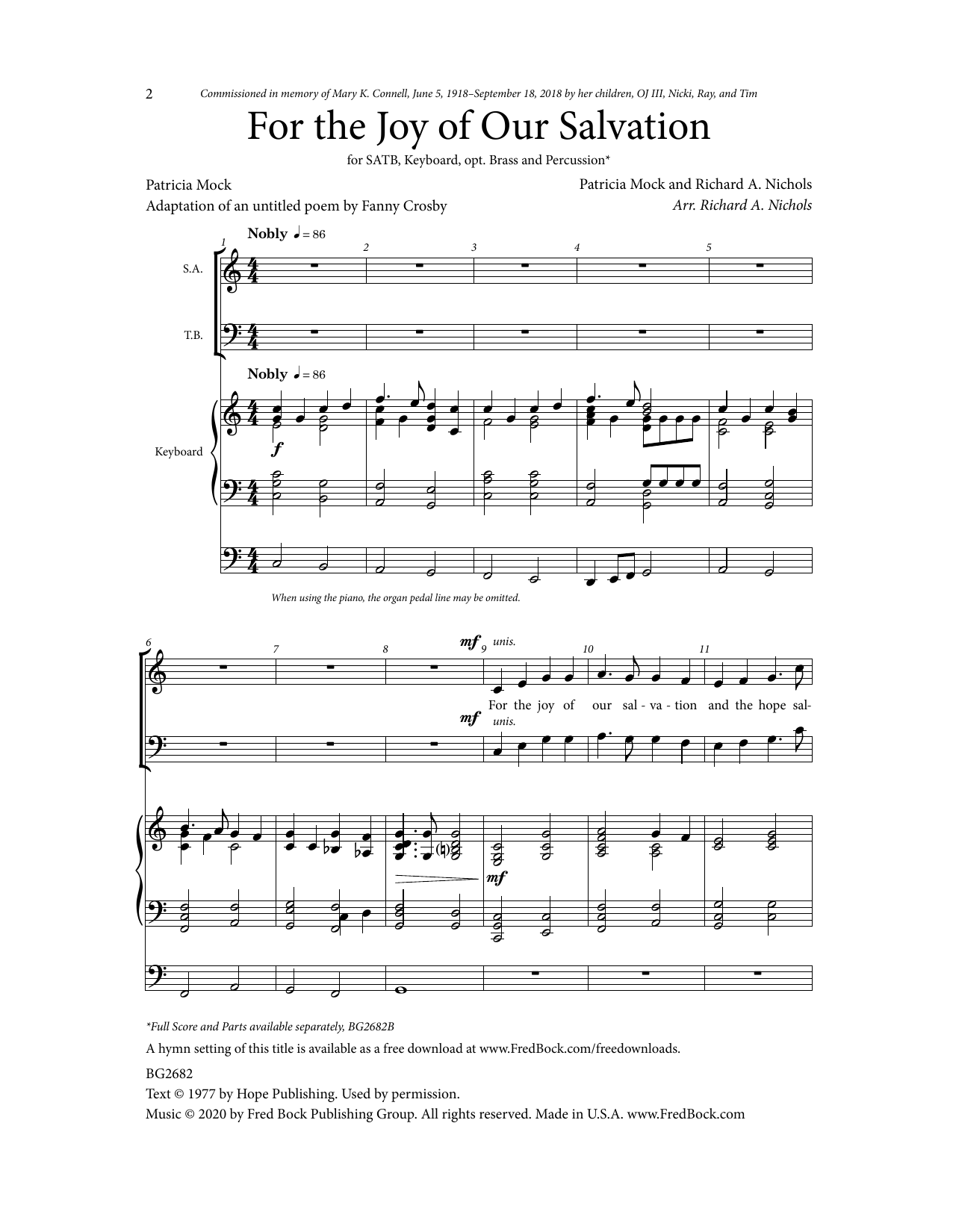 Richard A. Nichols For The Joy Of Our Salvation Sheet Music Notes & Chords for SATB Choir - Download or Print PDF