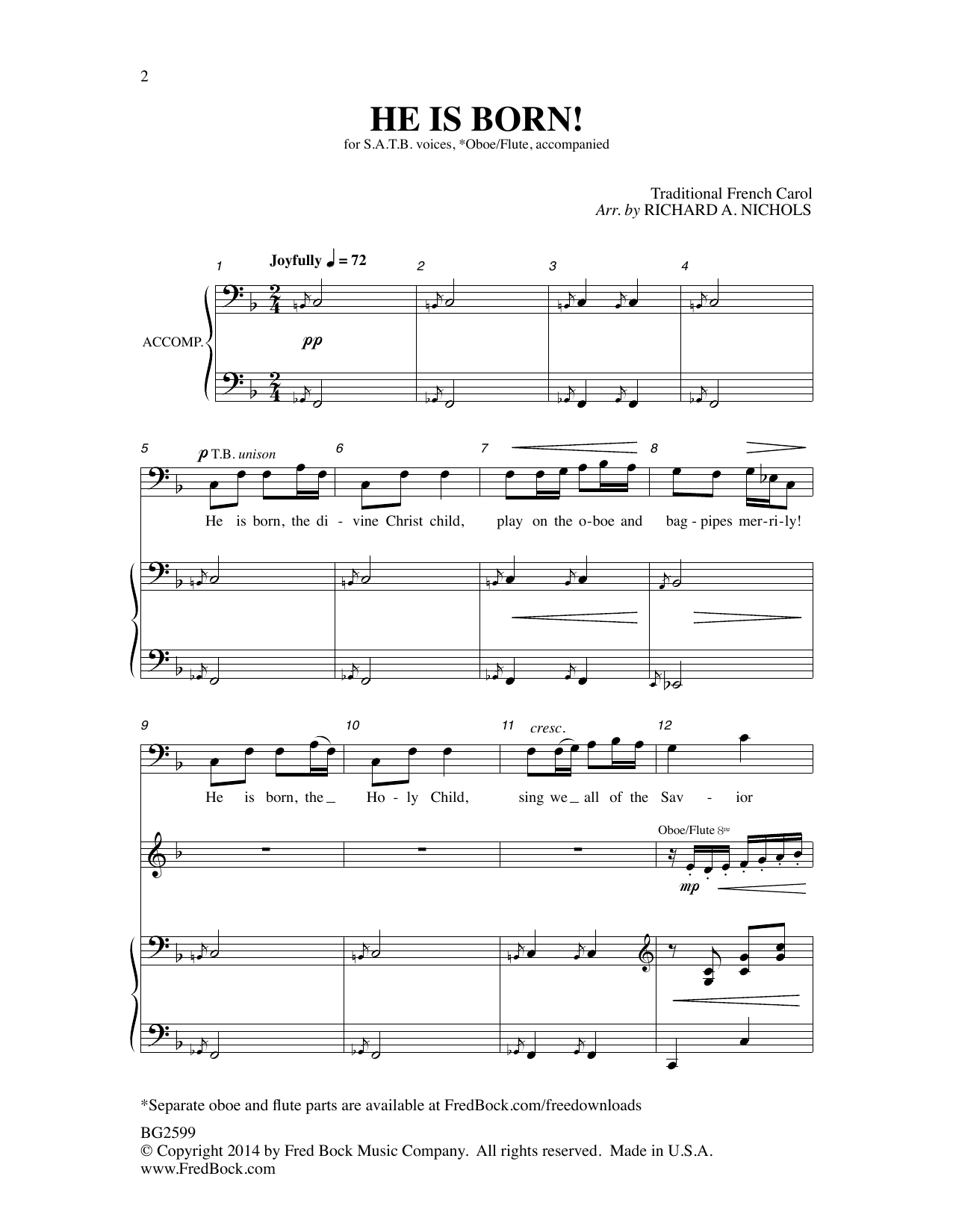Richard A. Nichols He Is Born Sheet Music Notes & Chords for Choral - Download or Print PDF