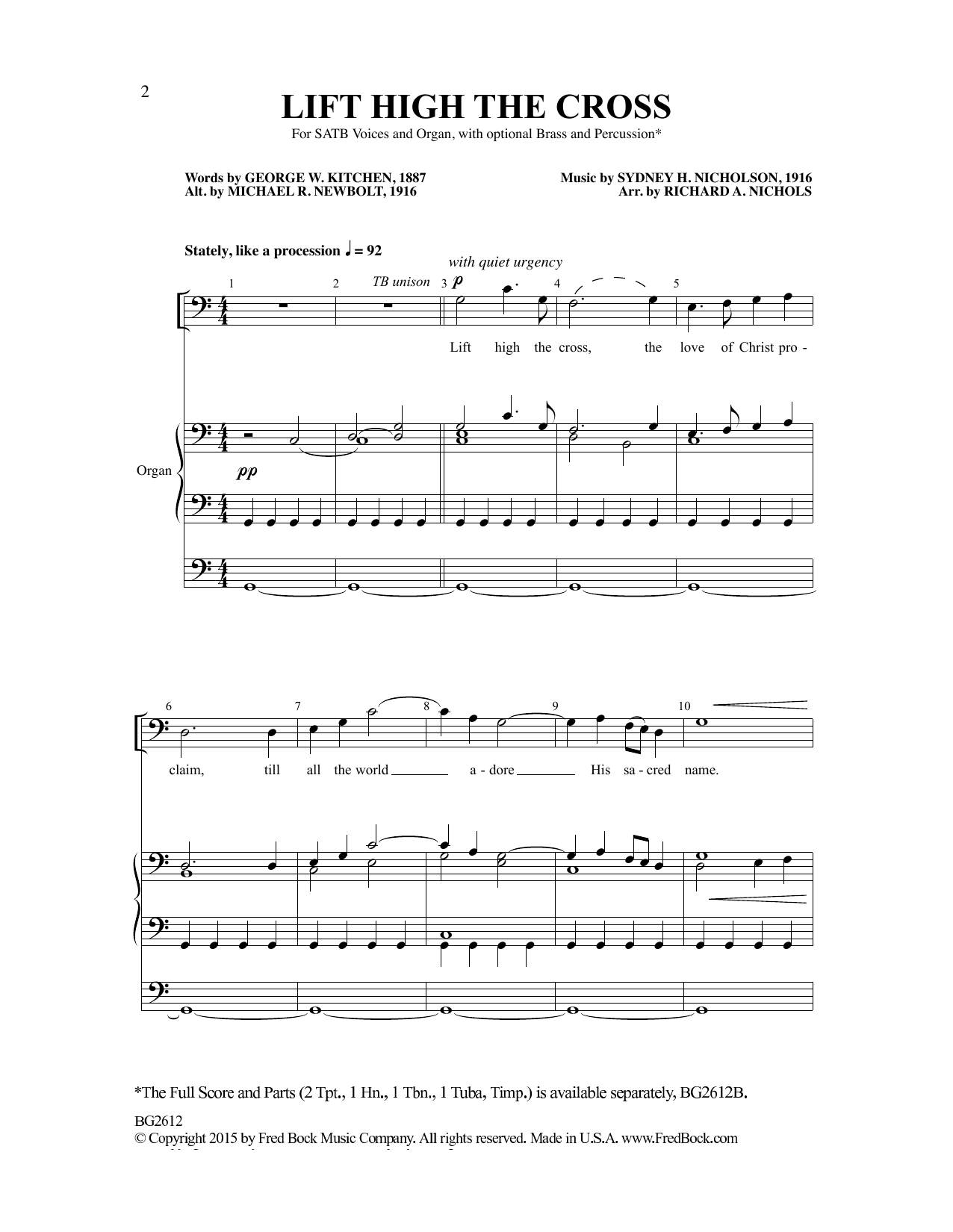 Richard A. Nichols Lift High The Cross Sheet Music Notes & Chords for SATB Choir - Download or Print PDF