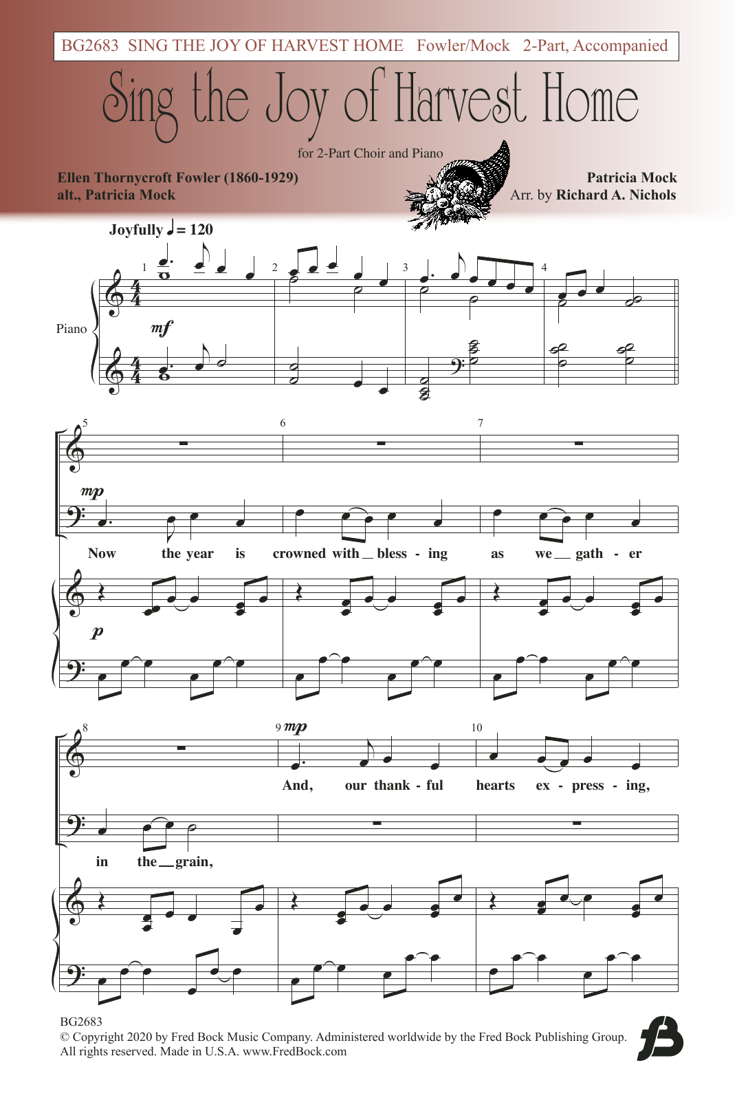 Richard A. Nichols Sing The Joy Of Harvest Home Sheet Music Notes & Chords for 2-Part Choir - Download or Print PDF