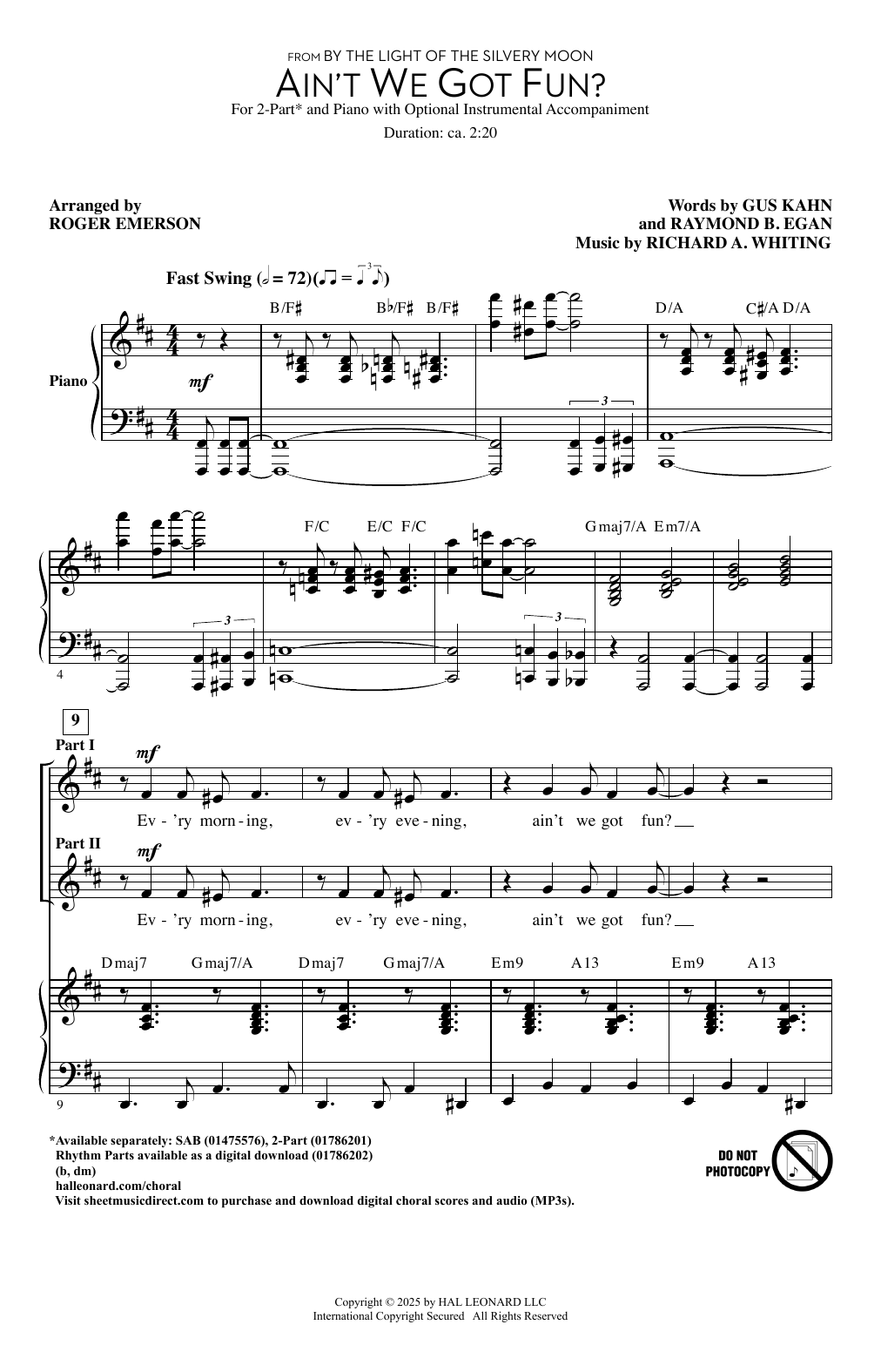 Richard A. Whiting Ain't We Got Fun? (arr. Roger Emerson) Sheet Music Notes & Chords for SAB Choir - Download or Print PDF