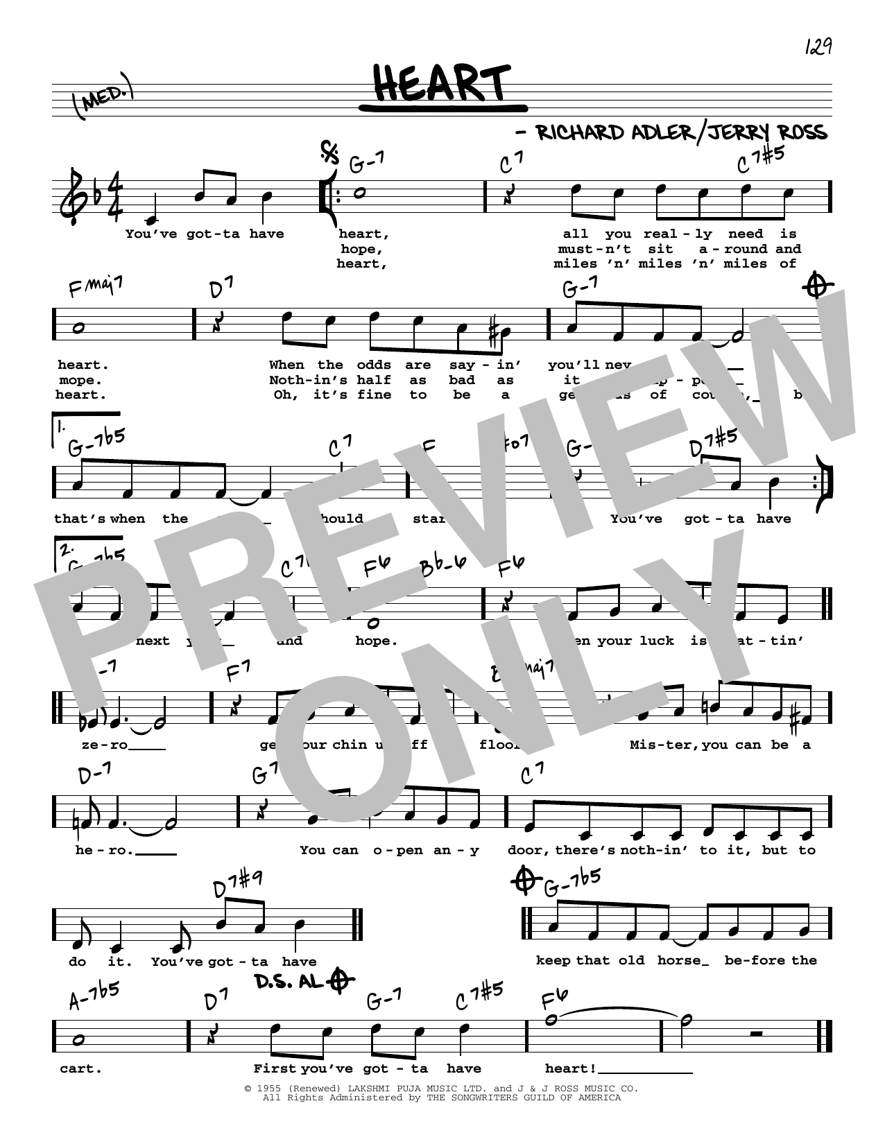 Richard Adler and Jerry Ross Heart (High Voice) (from Damn Yankees) Sheet Music Notes & Chords for Real Book – Melody, Lyrics & Chords - Download or Print PDF