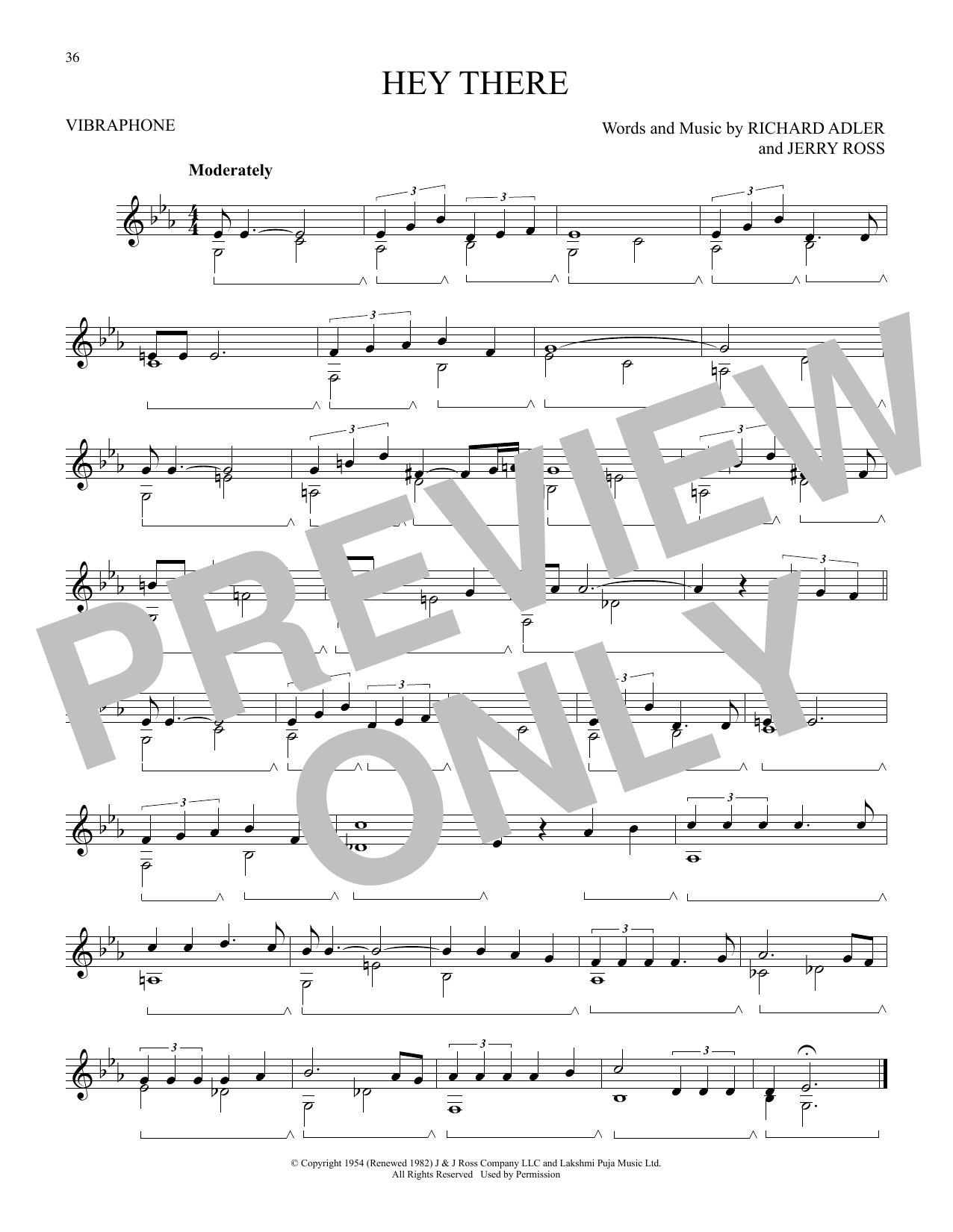 Richard Adler Hey There (from The Pajama Game) Sheet Music Notes & Chords for Vibraphone Solo - Download or Print PDF