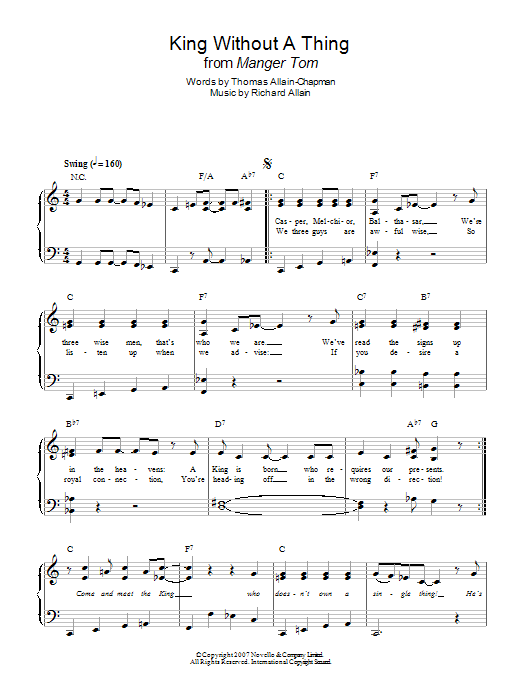 Richard Allain King Without A Thing (from 'Manger Tom') Sheet Music Notes & Chords for Easy Piano - Download or Print PDF