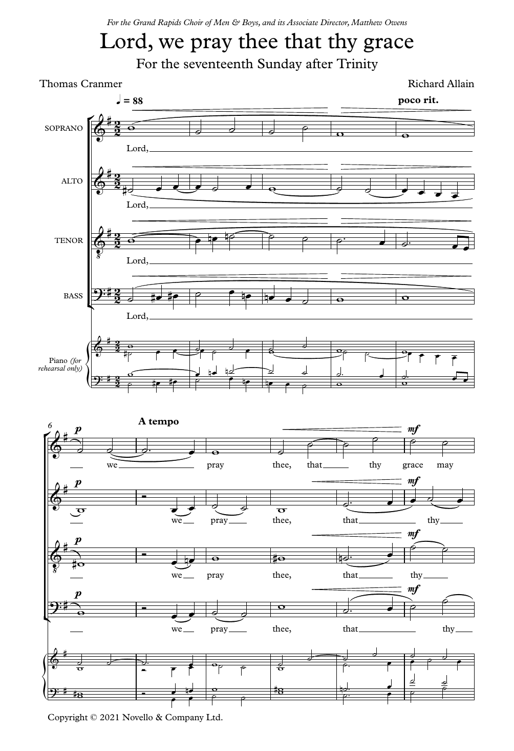 Richard Allain Lord, we pray thee that thy grace Sheet Music Notes & Chords for SATB Choir - Download or Print PDF Richard Allain Lord, we pray thee that thy grace Sheet Music Notes & Chords for SATB Choir - Download or Print PDF