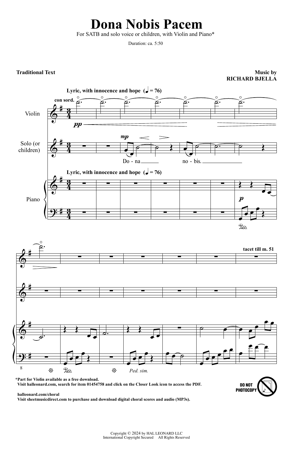 Richard Bjella Dona Nobis Pacem Sheet Music Notes & Chords for SATB Choir - Download or Print PDF