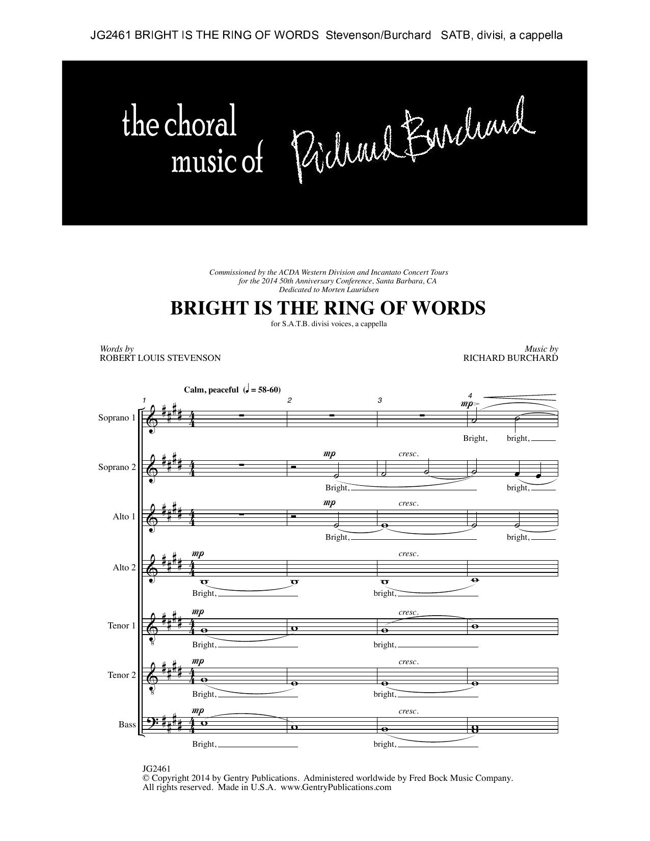 Richard Burchard Bright Is the Ring of Words Sheet Music Notes & Chords for Choral - Download or Print PDF