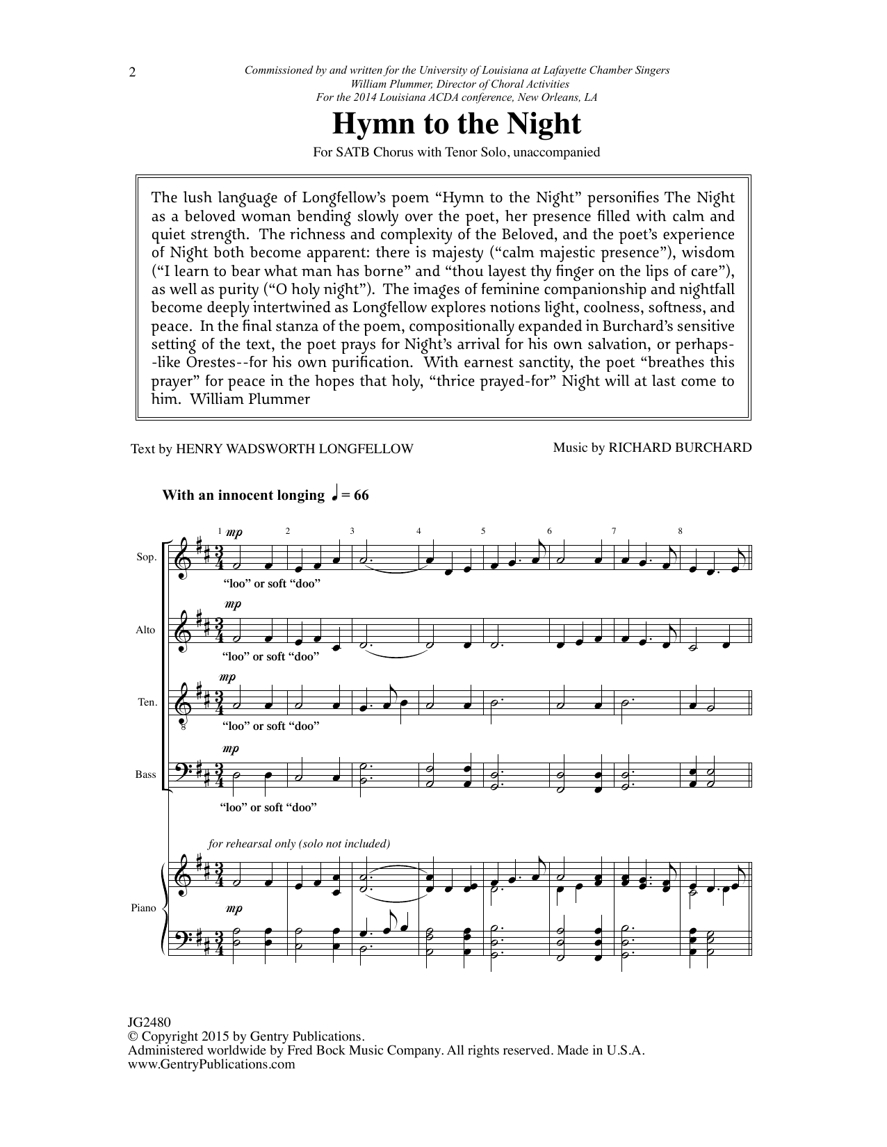 Richard Burchard Hymn To The Night Sheet Music Notes & Chords for SATB Choir - Download or Print PDF