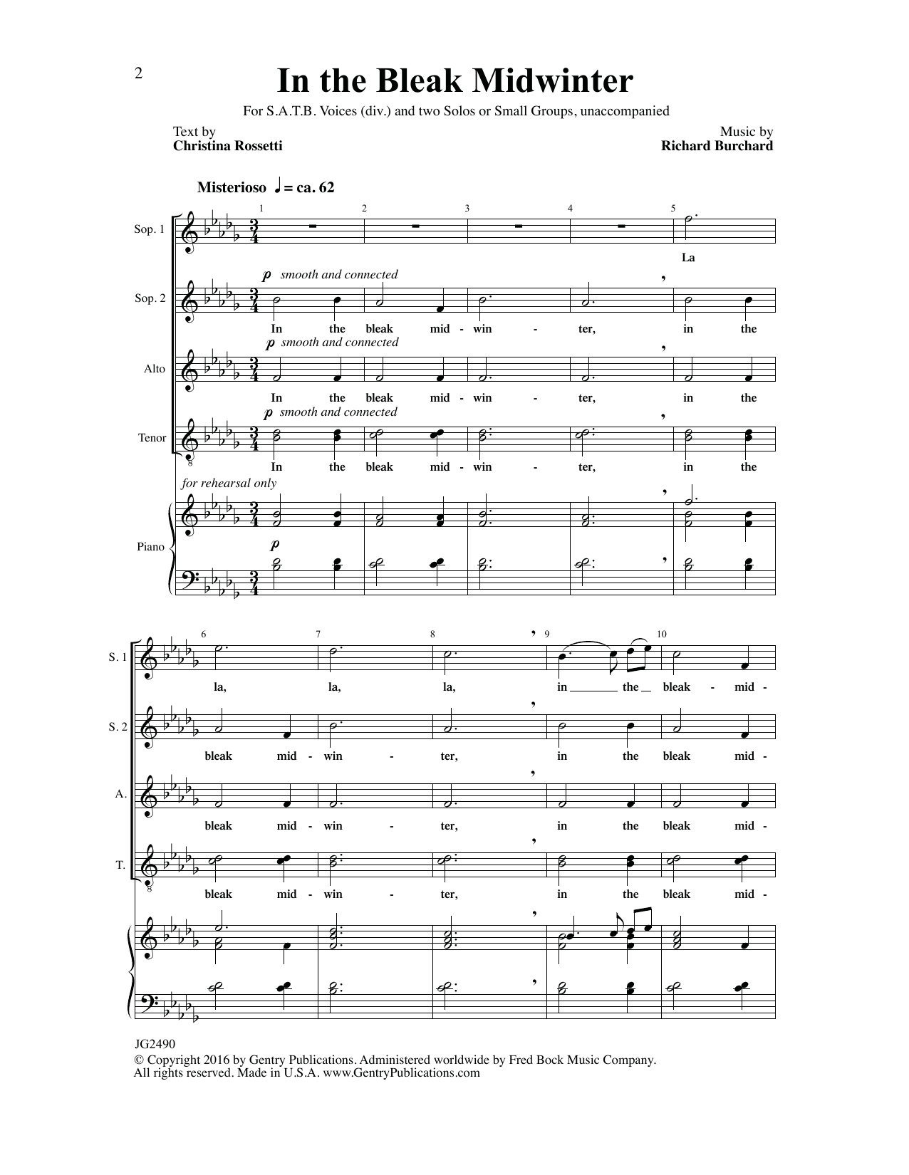 Richard Burchard In the Bleak Midwinter Sheet Music Notes & Chords for Choral - Download or Print PDF