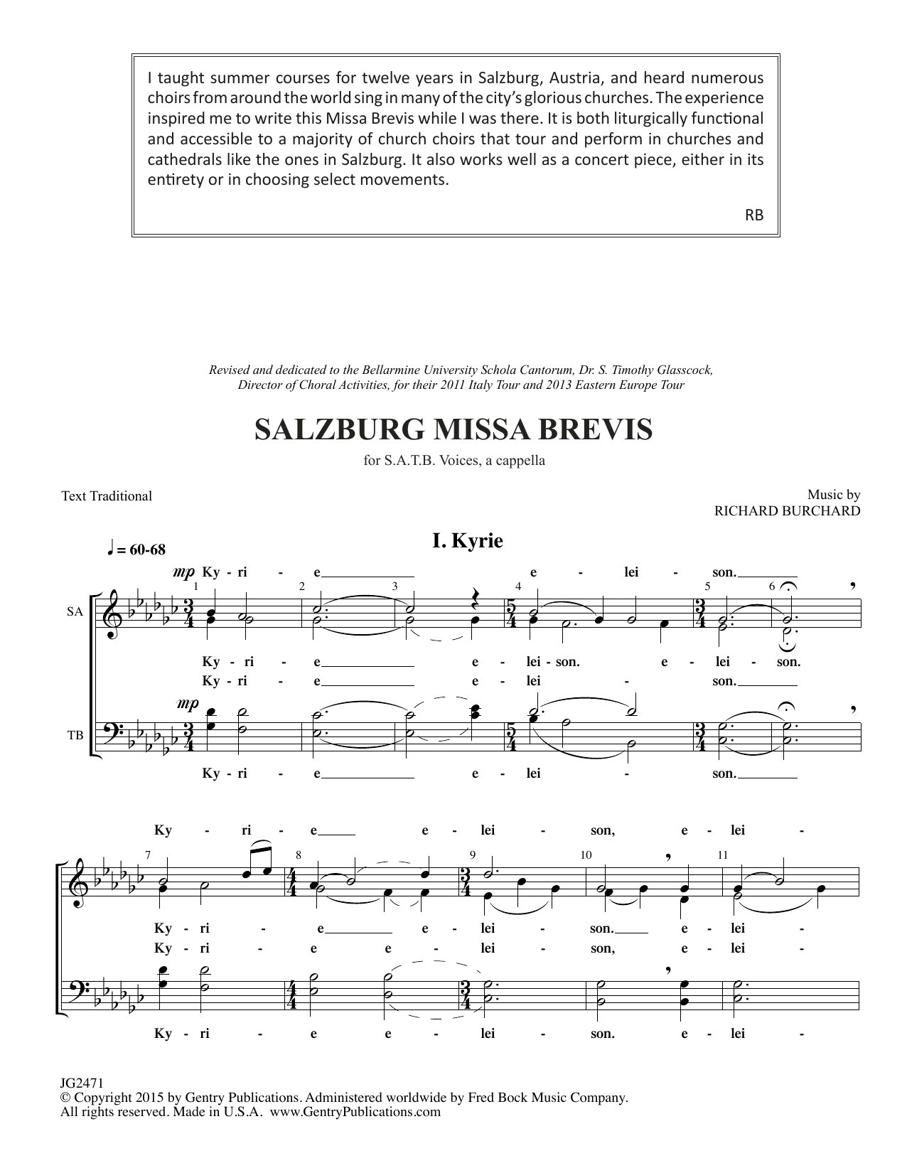 Richard Burchard Salzburg Missa Brevis Sheet Music Notes & Chords for SATB Choir - Download or Print PDF