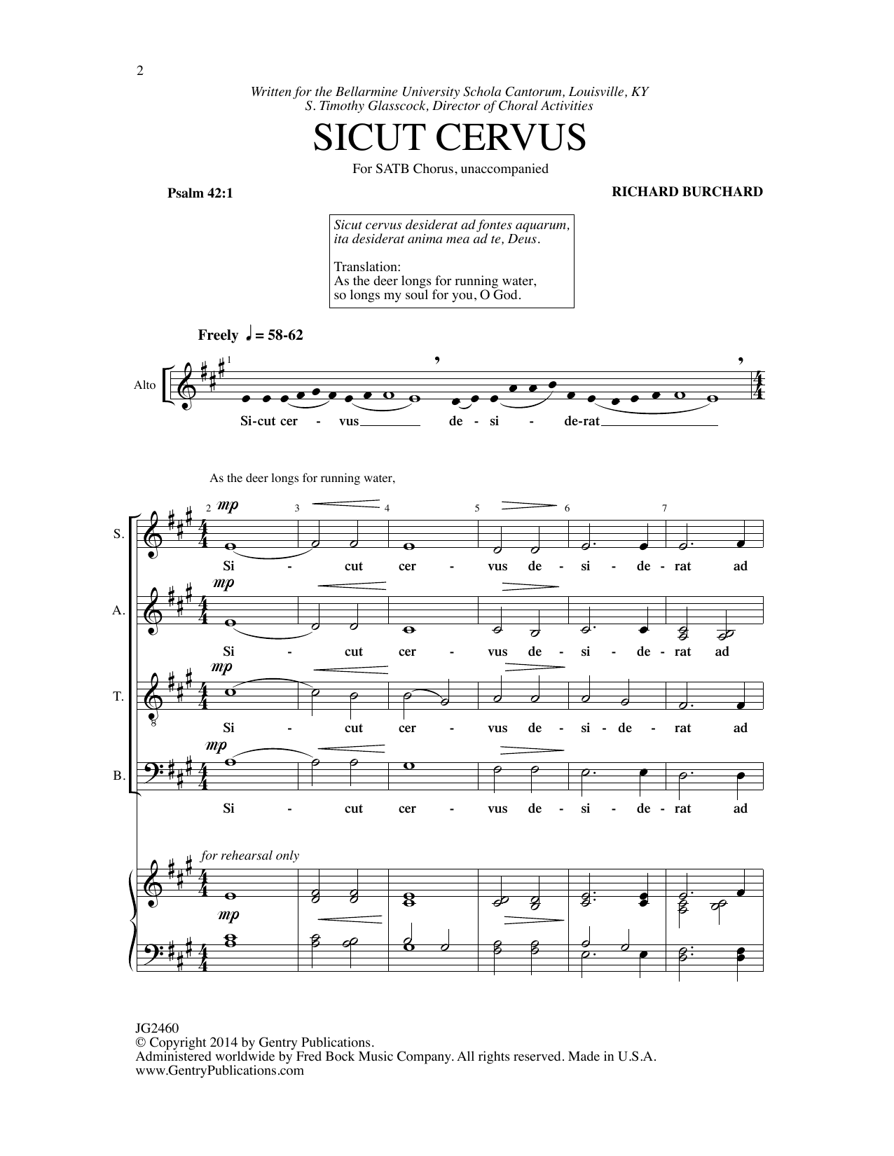 Richard Burchard Sicut Cervus Sheet Music Notes & Chords for Choral - Download or Print PDF